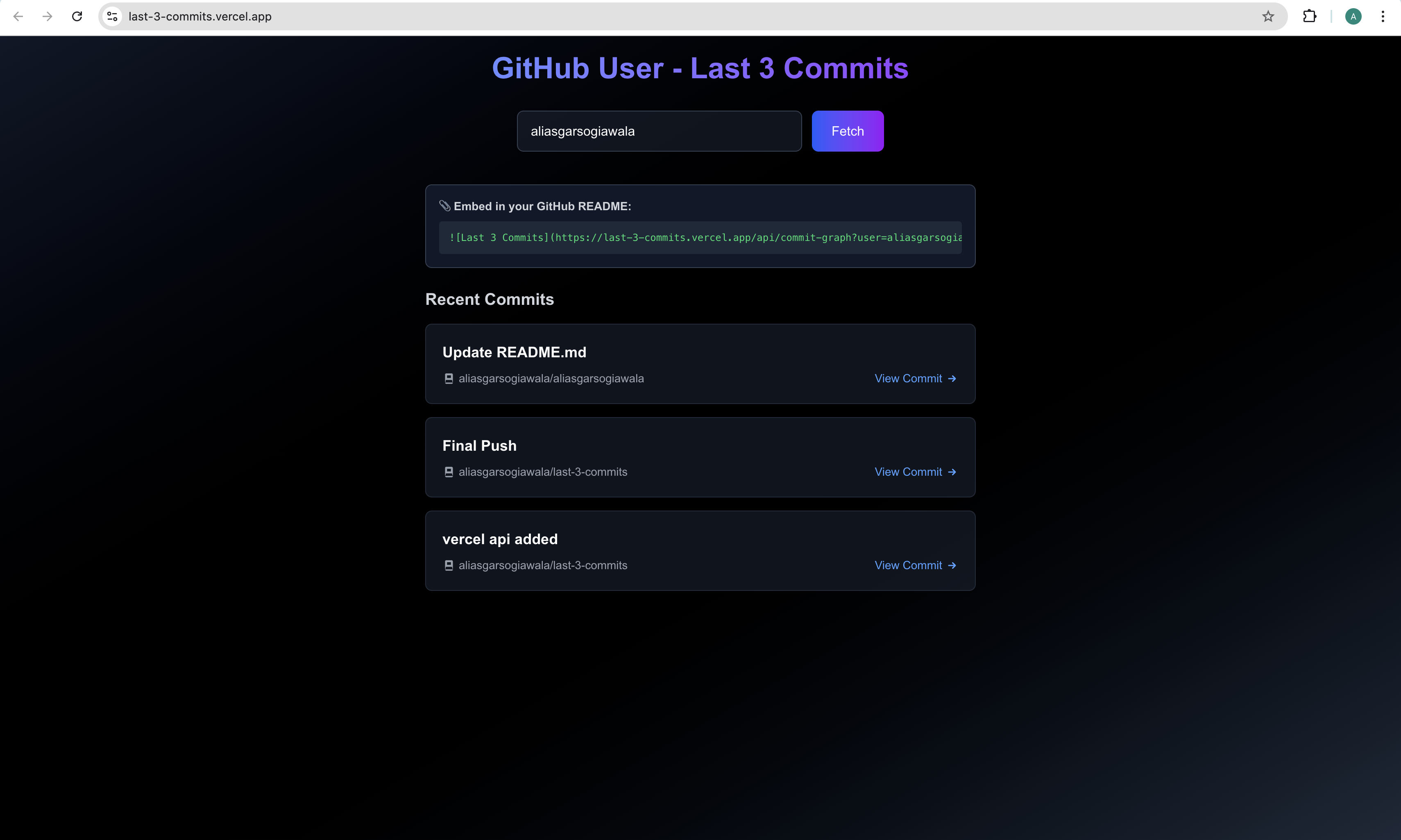 GitHub Last 3 Commits